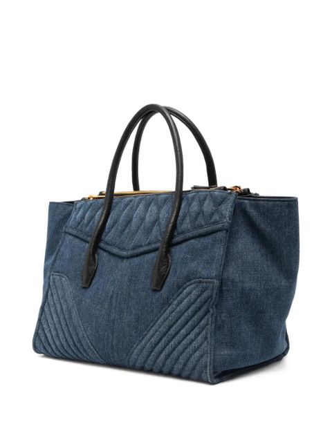 Miu Miu quilted-panel tote bag - Blue