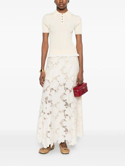 SANDRO lace-detail polo shirt - Neutrals - zdjęcie produktu nr 2