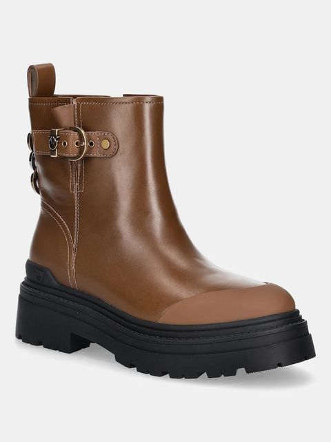 Pinko botki Mia 21 damskie kolor brązowy na platformie SD0409P001GU8 - zdjęcie produktu nr 1