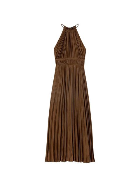 Maje pleated halterneck midi dress - Brown - zdjęcie produktu nr 1