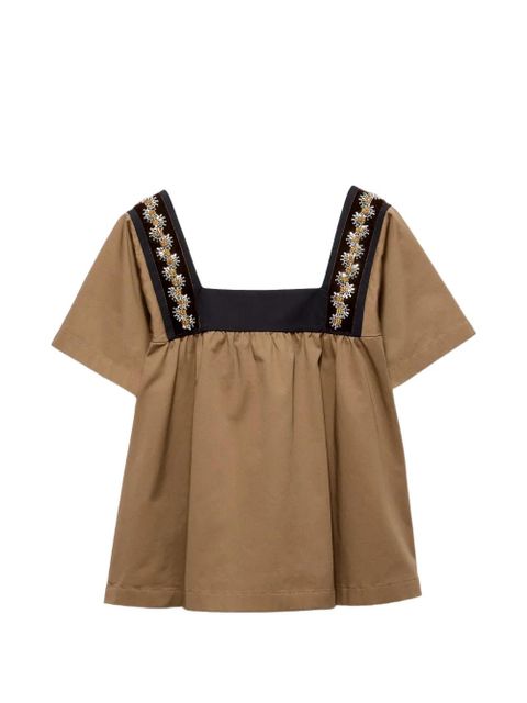 Prada embroidered old gabardine top - Neutrals - zdjęcie produktu nr 1