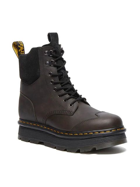 Dr. Martens workery skórzane Zebzag 8 Tie kolor brązowy na platformie lekko ocieplone DM32116733