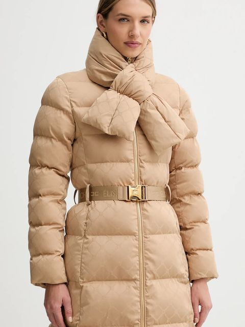 Elisabetta Franchi kurtka kolor beżowy zimowa PI84D56E2