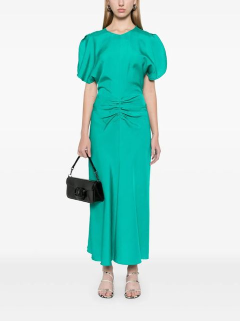 Victoria Beckham gathered-detail midi dress - Green - zdjęcie produktu nr 2