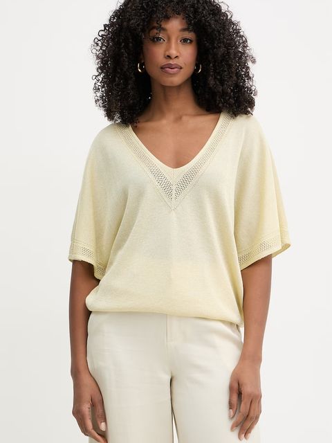 Morgan sweter z krótkim rękawem damski z wiskozy MCHRIS - zdjęcie produktu nr 1