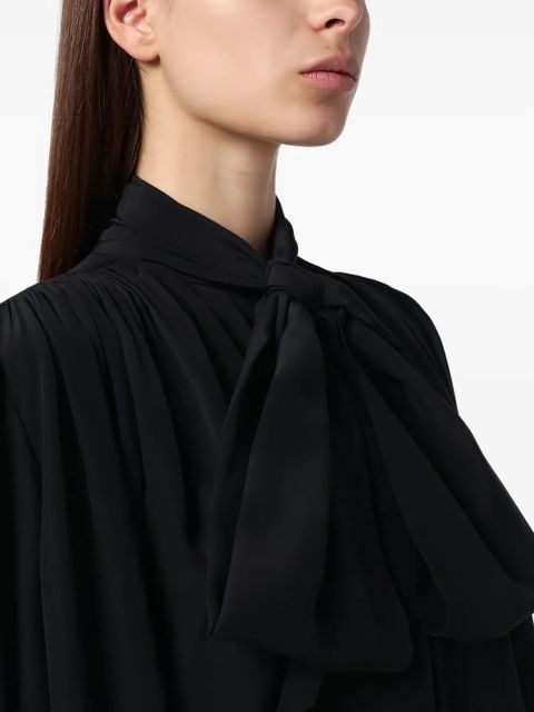 Saint Laurent bow-neck tiered mini dress - Black