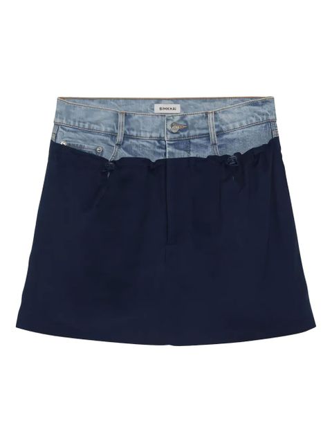 Simkhai Hampton Denim Combo Mini Skirt - Blue - zdjęcie produktu nr 1