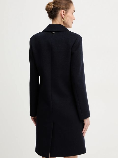 Liu Jo płaszcz z dodatkiem wełny kolor granatowy MF5149 T165A