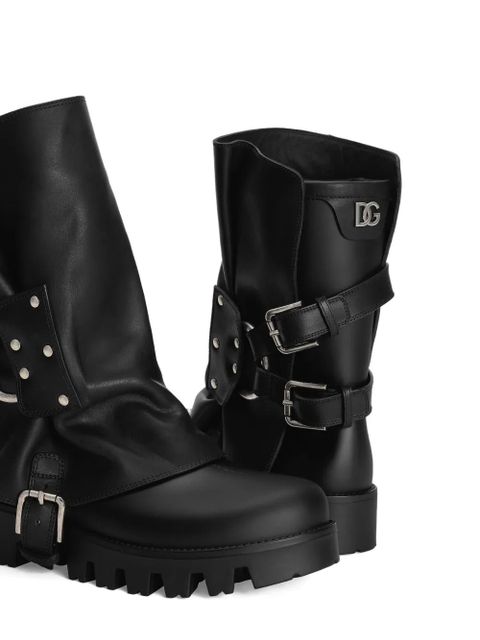 Dolce & Gabbana buckle-detail biker boots - Black - zdjęcie produktu nr 2