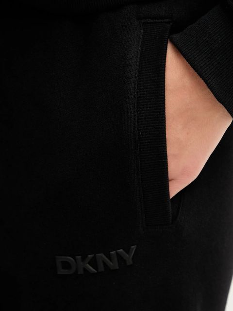 Dkny spodnie dresowe bawełniane damskie kolor czarny gładkie DP5P3707