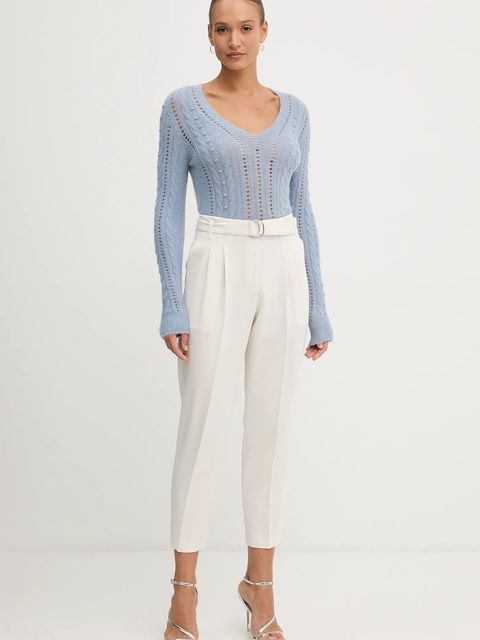 Twinset sweter z dodatkiem wełny damski kolor niebieski lekki 252TT3137