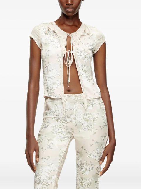 Diesel T-Afrymy lace-up floral top - Neutrals - zdjęcie produktu nr 2