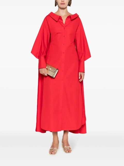 Valentino Garavani cape-detail cotton maxi dress - Red - zdjęcie produktu nr 2