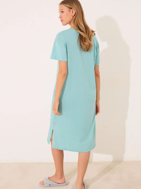 women'secret piżama bawełniana damska kolor turkusowy bawełniana 4442106