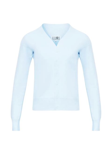 MM6 Maison Margiela V-neck buttoned cardigan - Blue - zdjęcie produktu nr 1