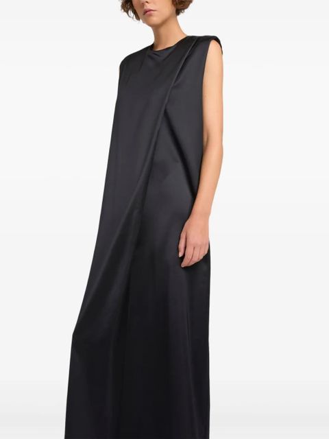 Yves Salomon heavy wool satin maxi dress - Black