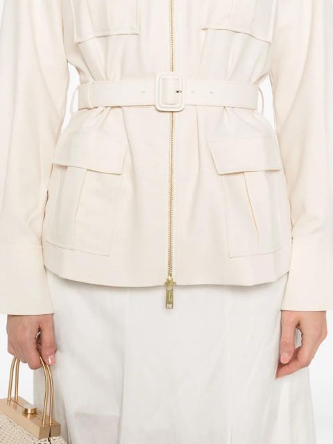 Self-Portrait belted twill jacket - Neutrals
