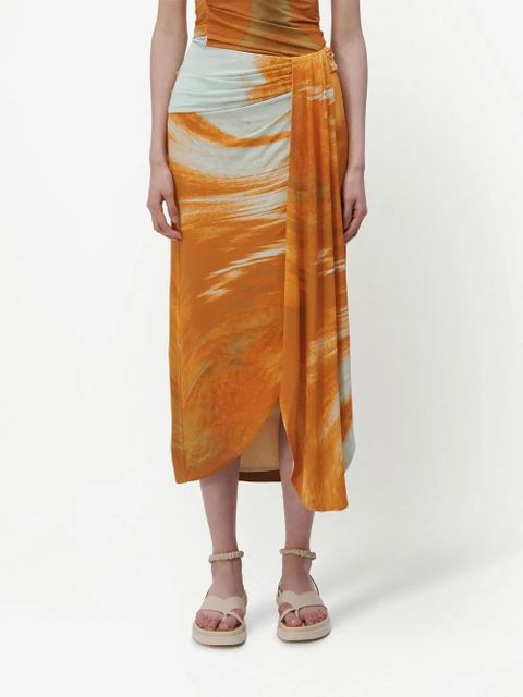 Simkhai Gwena marble high-waisted skirt - Orange