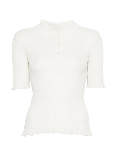 Victoria Beckham scalloped cotton polo shirt - White - zdjęcie produktu nr 1