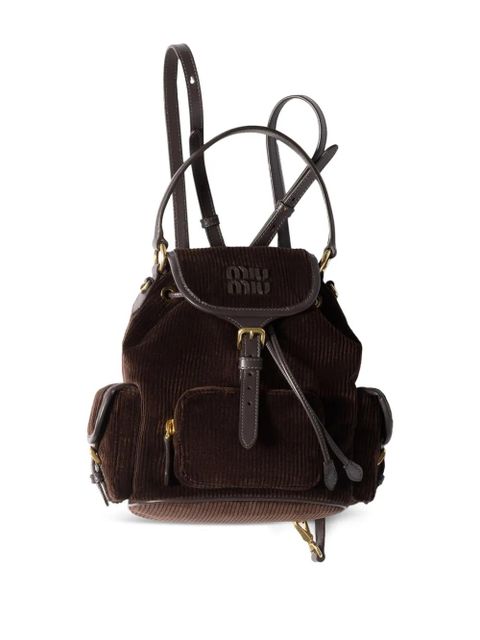 Miu Miu medium corduroy cotton backpack - Brown - zdjęcie produktu nr 1