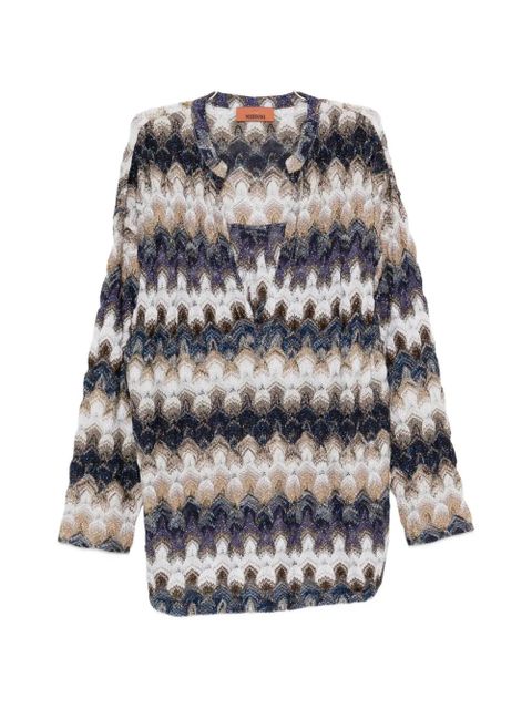Missoni zigzag-pattern V-neck top - Blue - zdjęcie produktu nr 1