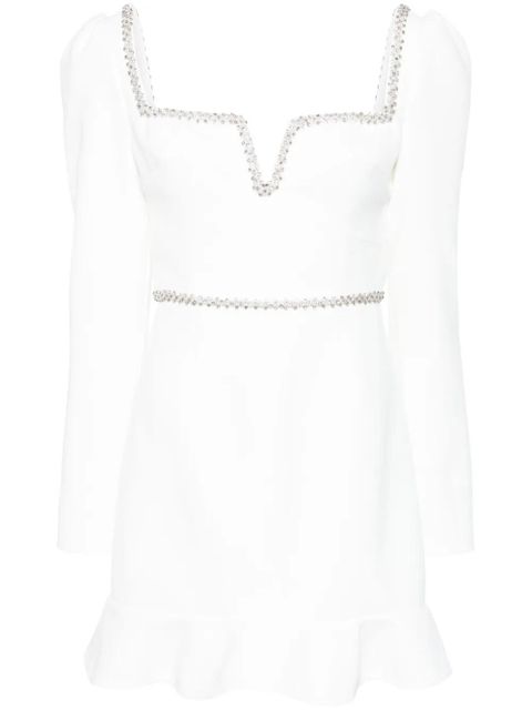 Self-Portrait rhinestone-embellished mini dress - White - zdjęcie produktu nr 1