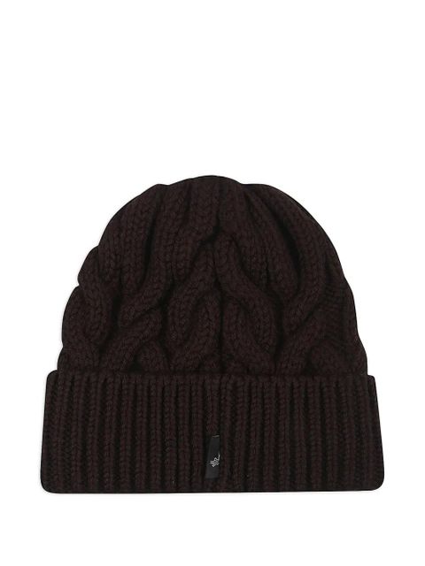 Moncler Grenoble cable-knit beanie hat - Brown - zdjęcie produktu nr 2