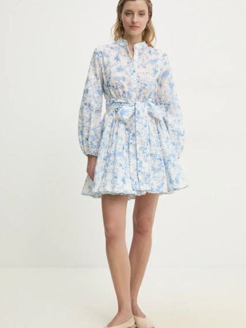 Answear.LAB sukienka kolor niebieski mini rozkloszowana