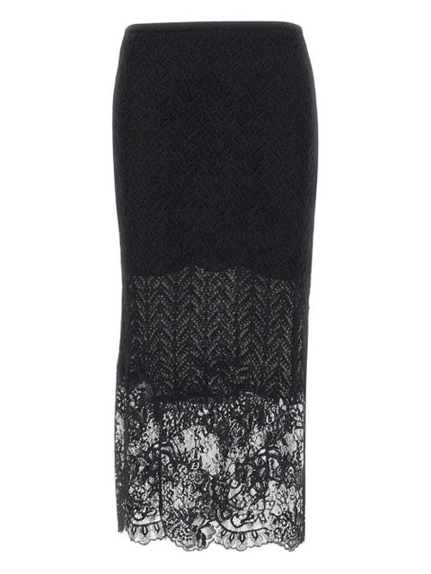 Blumarine textured lace-detailed midi skirt - Black - zdjęcie produktu nr 1