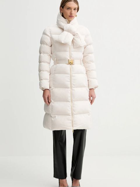 Elisabetta Franchi kurtka kolor beżowy zimowa PI84D56E2