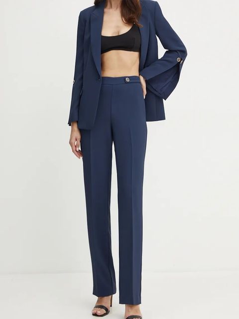 Twinset spodnie damskie kolor granatowy high waist 242TP2351