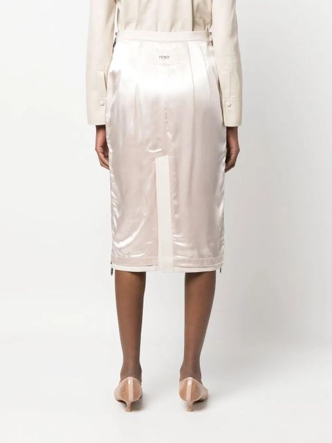 FENDI satin-finish gabardine midi skirt - Pink