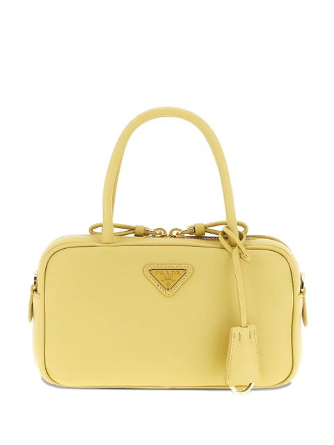 Prada Baulett logo-plaque leather tote bag - Yellow - zdjęcie produktu nr 1