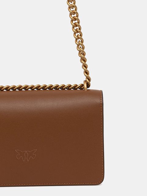 Pinko torebka skórzana kolor brązowy 100074 A0F1