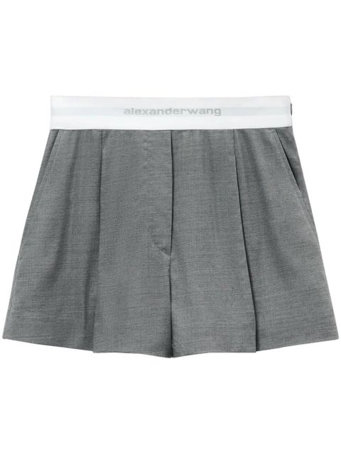Alexander Wang logo-waistband pleated shorts - Grey - zdjęcie produktu nr 1