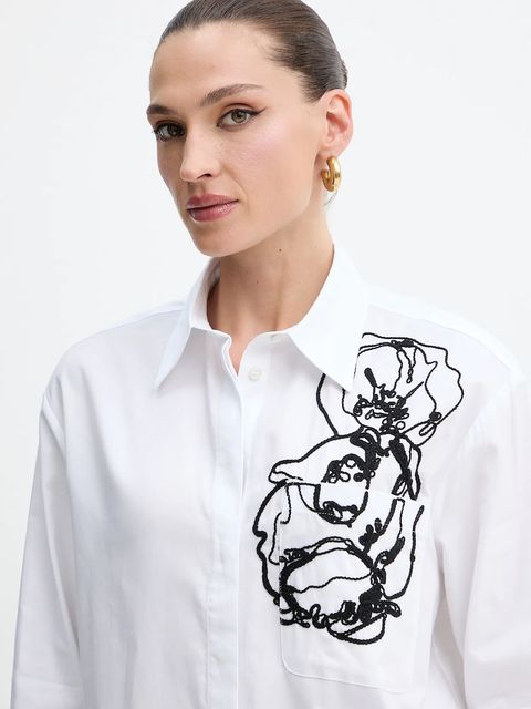 MAX&Co. koszula bawełniana damska kolor biały relaxed z kołnierzykiem klasycznym 2526116012200