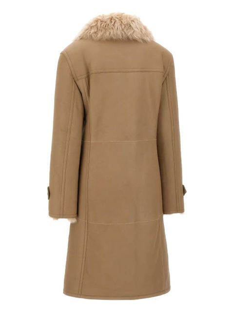 Rabanne lambskin fur-trimmed toggle coat - Neutrals