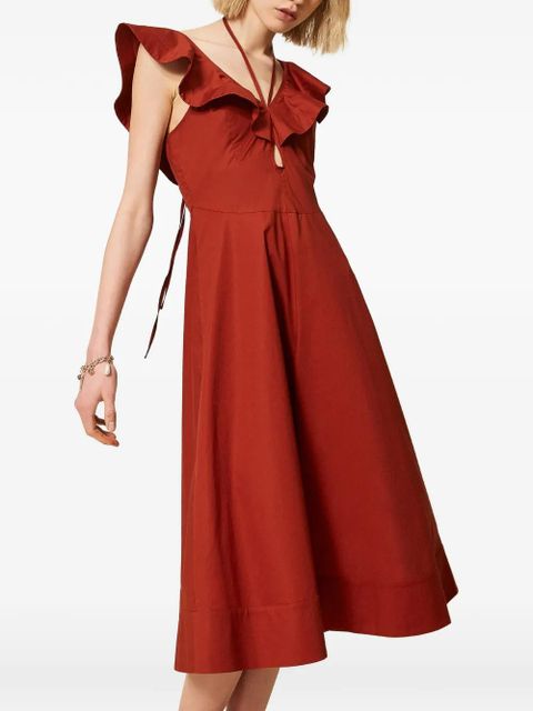 TWINSET ruffled midi dress - Brown