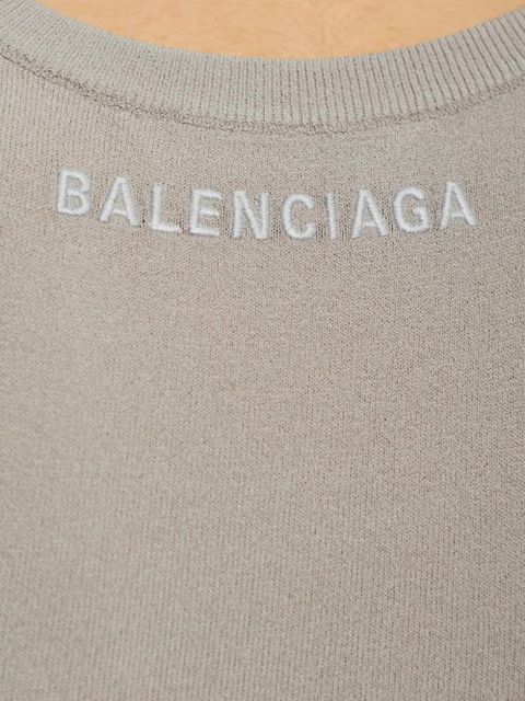 Balenciaga logo-embroidered ribbed-knit tank top - Grey