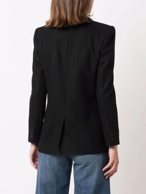 Saint Laurent logo-embroidered single-breasted blazer - Black