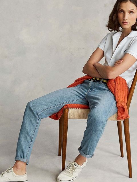 Polo Ralph Lauren polo damski kolor biały z kołnierzykiem