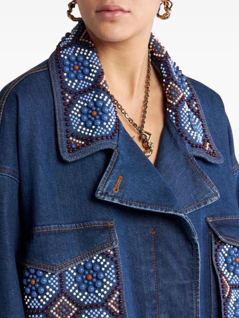 ETRO embroidered cropped jacket - Blue