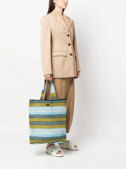 Lanvin striped crochet cotton tote bag - Blue