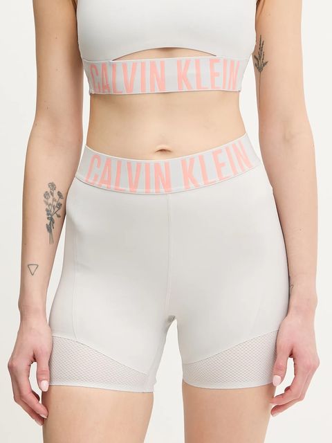 Calvin Klein Performance szorty treningowe damskie kolor szary z nadrukiem high waist LVGWS5L704 - zdjęcie produktu nr 1