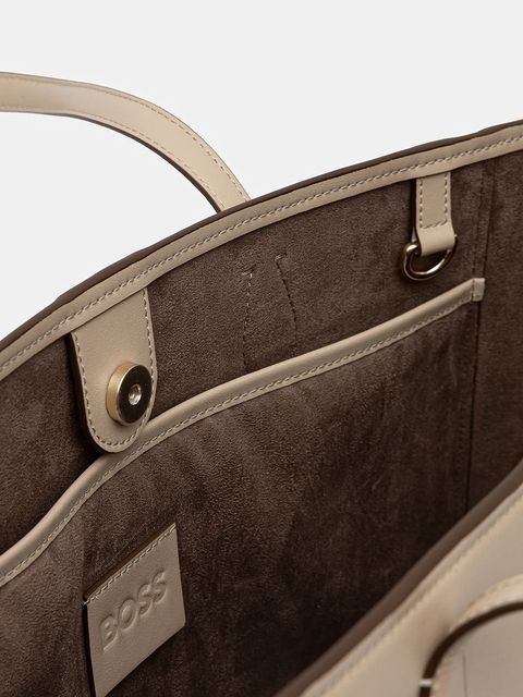 BOSS torebka skórzana kolor beżowy 50547750