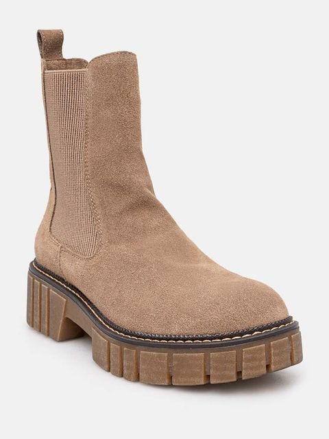Medicine botki zamszowe damskie kolor beżowy na platformie - zdjęcie produktu nr 2