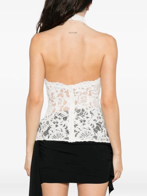 MANURÍ Cherie lace high-neck top - White