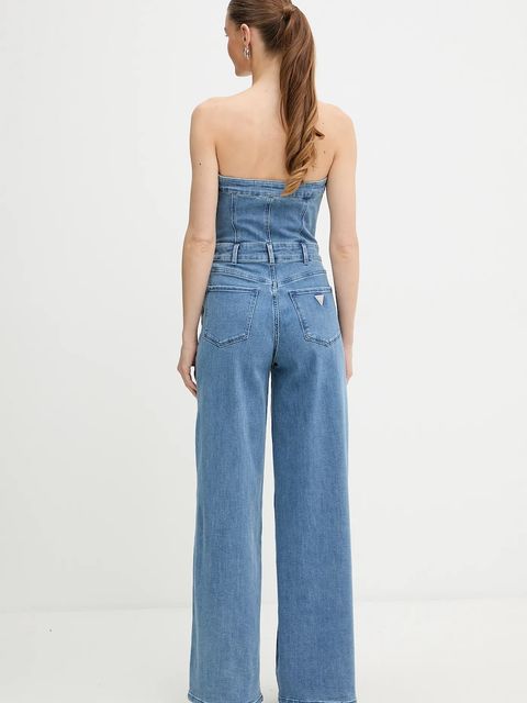 Guess kombinezon jeansowy DONNA kolor granatowy z dekoltem okrągłym W5BD1F D4LU0