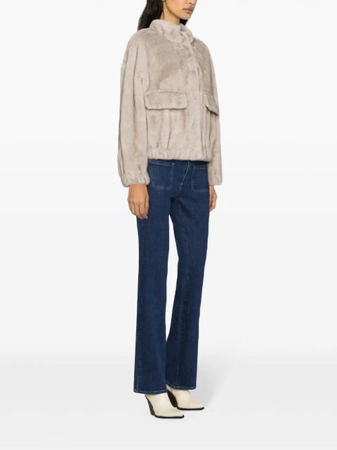 Ba&Sh Paros faux-fur cropped jacket - Grey