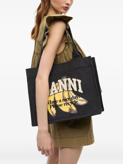 GANNI cotton shoulder bag - Black